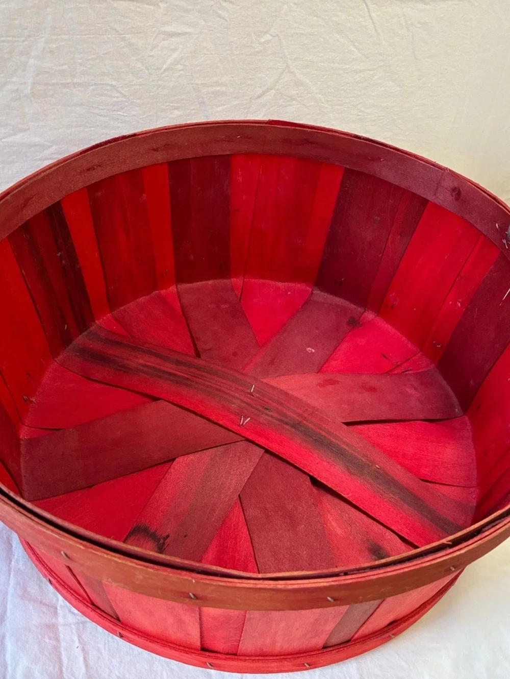 Vintage Red Wooden 1/2 Bushel Basket